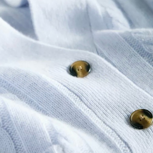 Charter Club 100% Cashmere Cable-Knit Cropped Cardigan Sweater True Light Blue - Picture 4 of 6